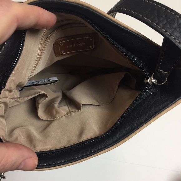 Nine West Crossbody Purse Bag Black and Tan Y2K Colorblock - Picture 4 of 8